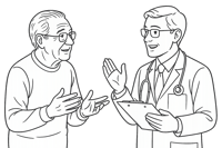 older patient in conversation with a doctor on a transparent background-3
